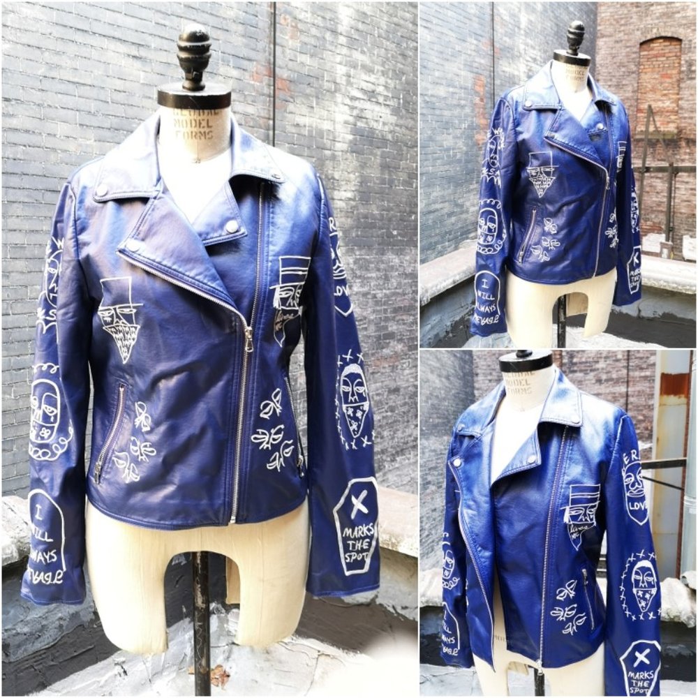 Punk Women Jacket Embroidery Faux Soft Leather